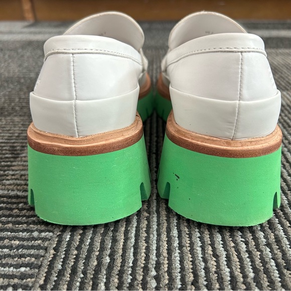 Oncept Seoul MOD 009 Off White Leather Jade Green Sole Platform Loafers, size 7 - Picture 9 of 12